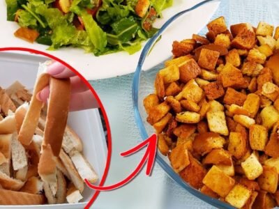 Crocante de casca de pão para usar na salada ou farofa
